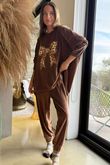 Binky Bow Soft Stretch Velour Lounge Suit Copper /50=